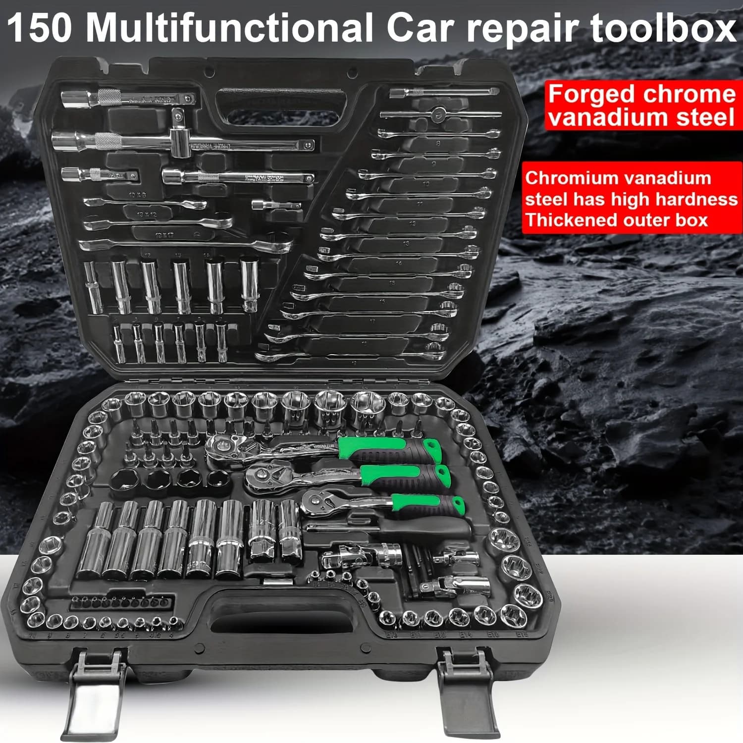 Kit de Ferramentas 250 Peças com Soquetes e Catraca Reversível