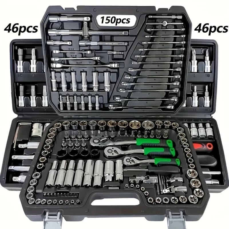 Kit de Ferramentas 250 Peças com Soquetes e Catraca Reversível